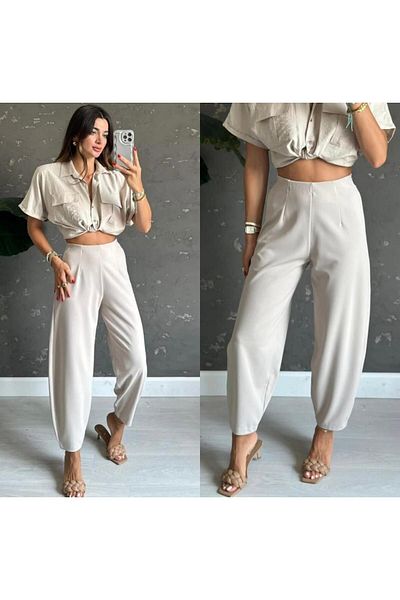 PLUSPAUSS Pantaloni de damă cu talie înaltă