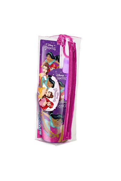 DİSNEY PRİNCESS Set de călătorie Prințesele Disney Copii +3 ani, Pastă de dinți 75 ml, Cană de apă și Periuță de dinți moale cu capac