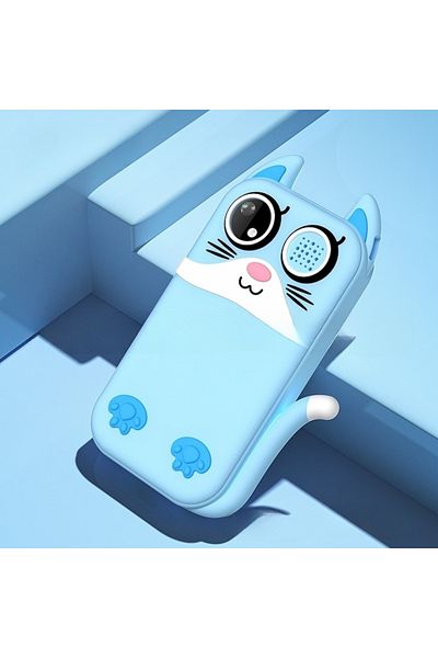 zyteq Telefon pentru copii H06, cameră, jocuri, ecran de 2.0'', design rezistent cu pisică, albastru