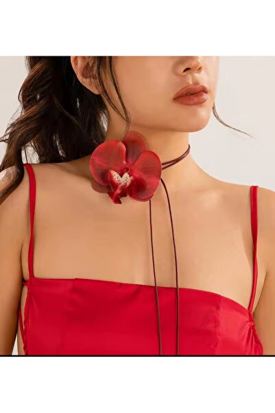 MutluBiDünya Vintage Orkide Choker Kolye Bağlamalı Orkide Kolye