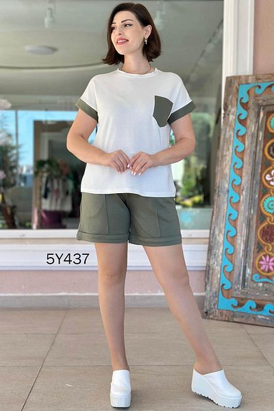 İnce Topuk Pocket Garnished Crystal Shorts Suit 5Y437