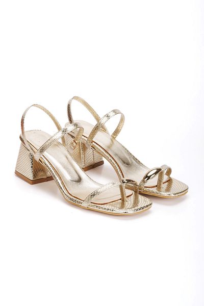 FRZZ Sandale cu toc Flip Flop cu detaliu inel de aur pentru femei