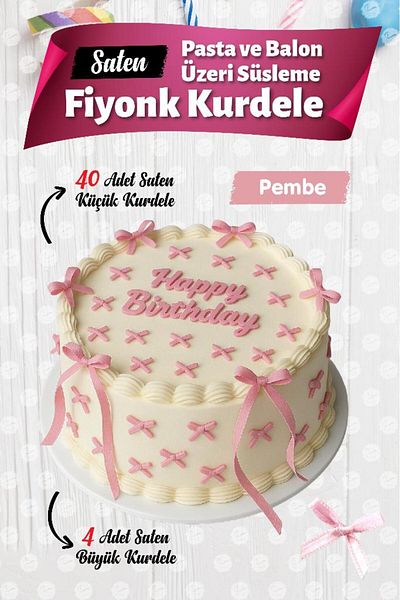 t tuğset etiket Bow Ribbon on Cake Balloon 4 Large Ribbon + 40 Small Ribbon-T1436-