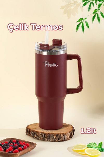 Perotti 17236-1 Colte V2 Stainless Steel Sportsman Thermos Cup Flask Red 1.2 Lt