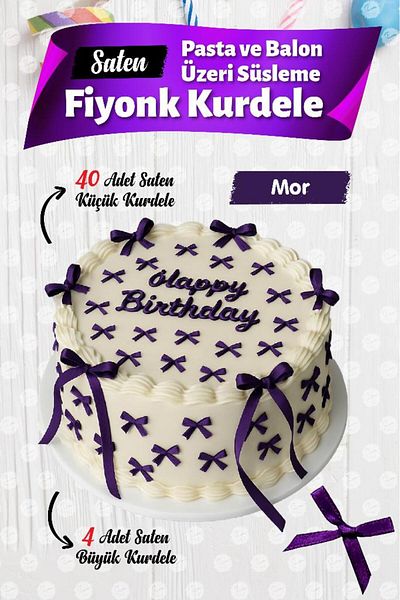 t tuğset etiket Bow Ribbon on Cake Balloon 4 Large Ribbon + 40 Small Ribbon-T1436-