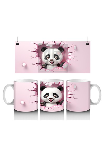 Luluyen كوب الباندا المبهجة الذي ينظر إلى الحائط المثقوب الذي يحب الأطفال الحليب