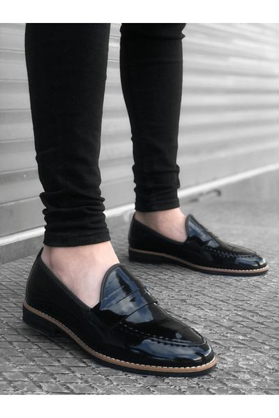 dehaine Men's Moccasins Made of Shiny Organic Leather
