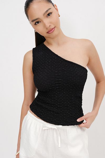 Addax One Shoulder Textured Blouse A0522