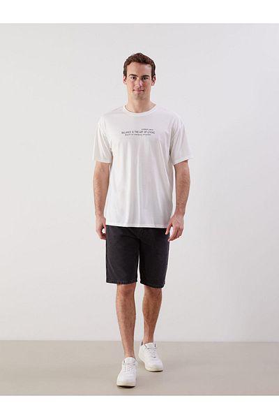 LC Waikiki New Season Crew Neck Printed Combed Cotton Men's T-Shirt - S5Kv30Z8