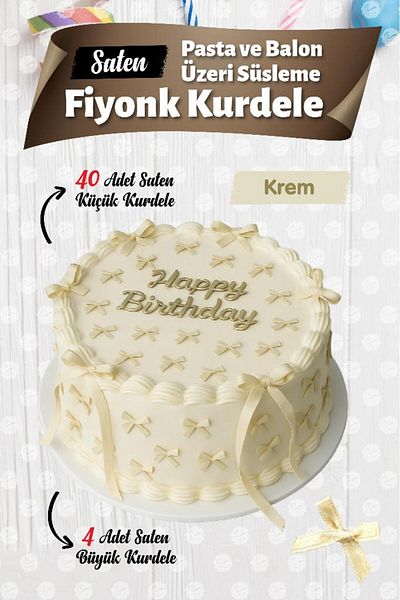 t tuğset etiket Bow Ribbon on Cake Balloon 4 Large Ribbon + 40 Small Ribbon-T1436-