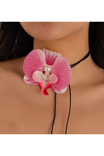 MutluBiDünya Vintage Orkide Choker Kolye Bağlamalı Orkide Kolye