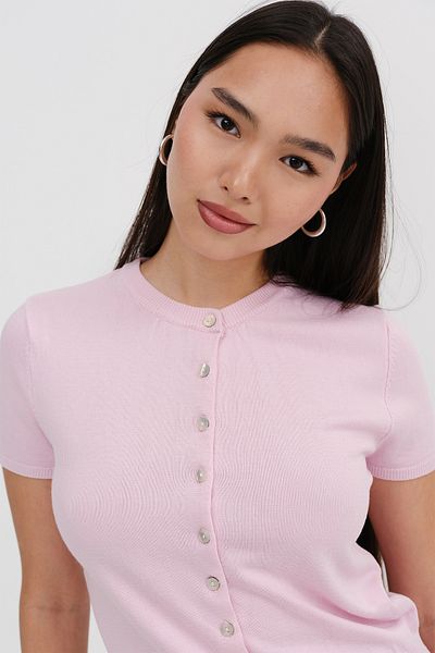 Addax Button Short Sleeve Cardigan H10314