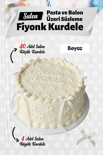 t tuğset etiket Bow Ribbon on Cake Balloon 4 Large Ribbon + 40 Small Ribbon-T1436-