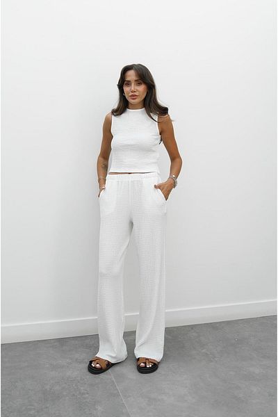 Havoş White Textured Blouse Pants Set