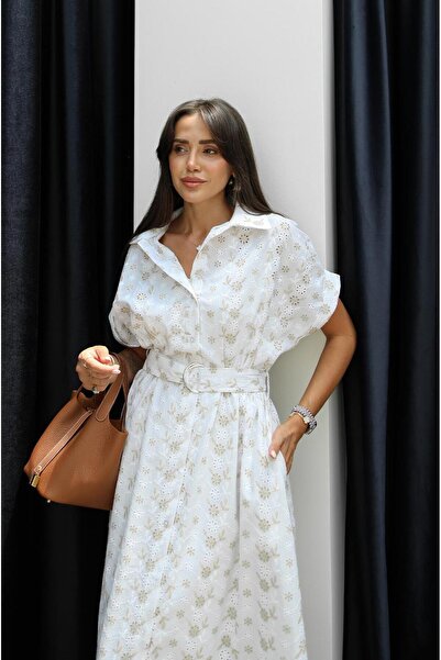 Havoş White Solaro Embroidered Fisto Dress