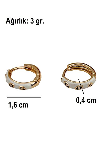 Siya Silver Altın Kaplama Göz Detaylı Mineli Çelik Halka Küpe - 1,6 cm