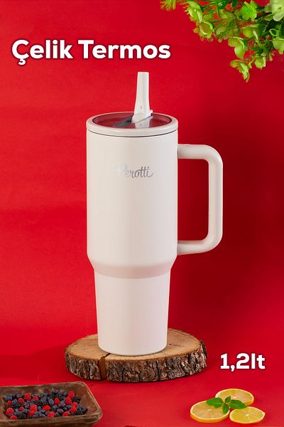 Perotti 17238 Colte V2 Stainless Steel Sportsman Thermos Cup Flask White 1.2 Lt