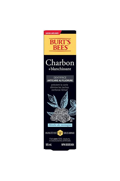 Burt's Bees Charcoal Fluoride, Toothpaste with Carbon and Fluoride, Mountain Mint, 105 ml