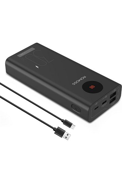 Romoss power bank 20000mah, PD30W fast charge, suitable for iPhone 12-16. Android, etc.
