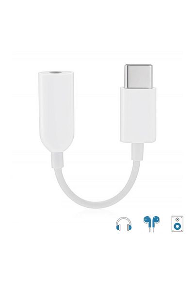Xiaomi USB Type-C to 3.5mm AUX Audio Adapter Cable, compatible with Xiaomi, Oppo, Huawei, 9cm, White