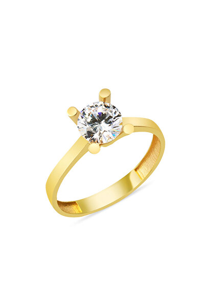 Bilezikci Sevgiliye Hediye Tektaş Altın Yüzük