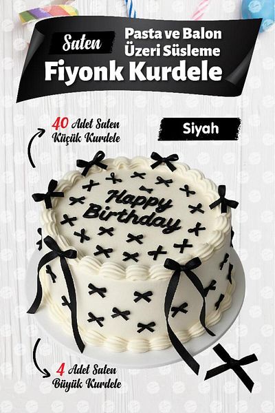t tuğset etiket Bow Ribbon on Cake Balloon 4 Large Ribbon + 40 Small Ribbon-T1436-