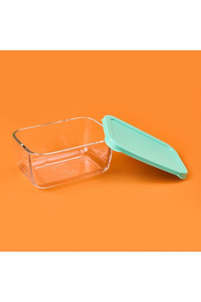 Paşabahçe Snow Box Storage Container - Transparent / Green - 790 ml