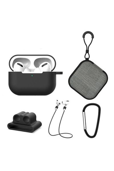 THD Extended 5-in-1 set for Apple Airpods Pro headphones protection, black