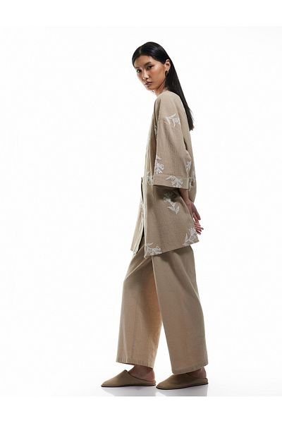 Koton Comfortable Fit High Waist Viscose Wide Leg Trousers