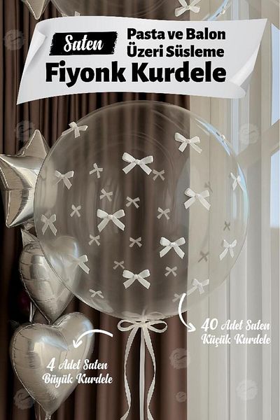 t tuğset etiket Bow Ribbon on Cake Balloon 4 Large Ribbon + 40 Small Ribbon-T1436-