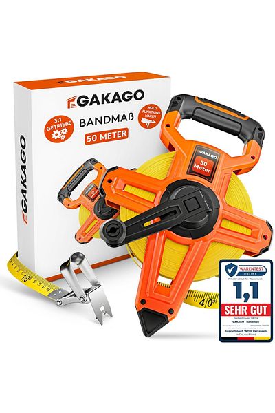 Gakago Professional Tape Measure, 50m - Measuring Tape With 3:1 Quick Winding System