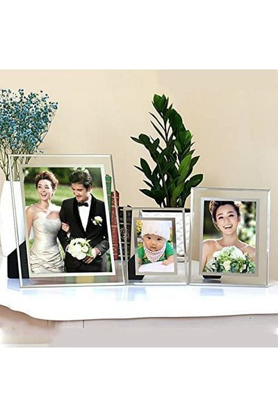 LOKCASA Set of 2 LOKCASA photo frames, glass, transparent, 18 x 23 cm