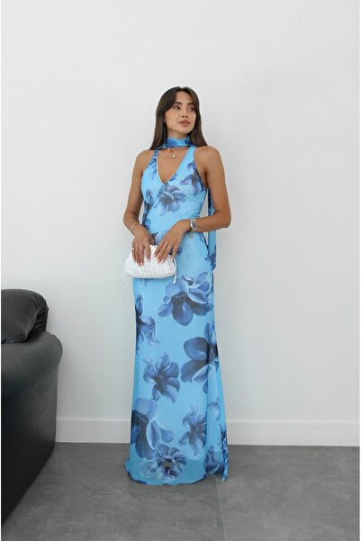Havoş Φόρεμα με ζώνη με μοτίβο μπλε ορχιδέας