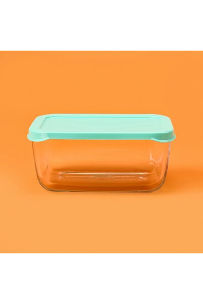 Paşabahçe Snow Box Storage Container - Transparent / Green - 790 ml