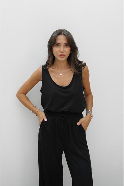 Havoş Black Front Grass Pants Blouse Modal Set