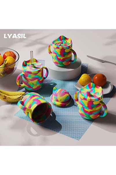 Lyasil Set of 4 LYASIL baby cups, silicone, multicolor, 230 ml