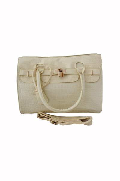 vivo Women's bag with crocodile pattern, removable strap, Beige, POSETA-CR-BEJ