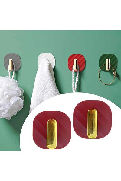 Skygo BUFFER® 2-Piece Adhesive Retro Hanger Cabinet Door Handle Red
