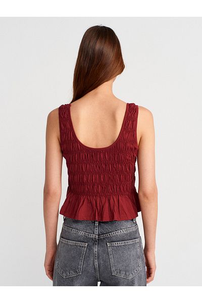 Dilvin 21083 Gipeli Sleeveless Top-Light Burgundy