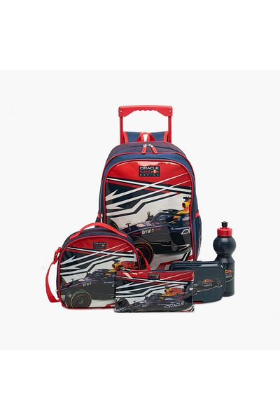 Red Bull Red Bull Printed 5-Piece Trolley Backpack Set - 16 inches
