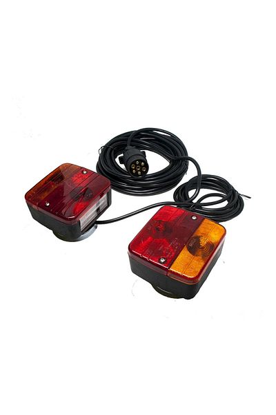Blow Set Stopuri pentru Remorca sau Camion 12/24V cu Priza si Cablu 7.5m, Montare cu Magnet, Negru