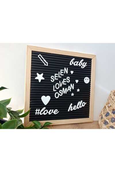 Wooden Factory Harfli Mesaj Panosu – Değiştirilebilir Yazı Tahtası - Ham Ahşap Çerçeveli