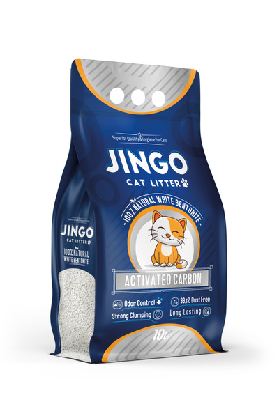 Jingo Aktif Karbonlu Topaklanan Tozsuz Premium Kedi Kumu 10 Lt