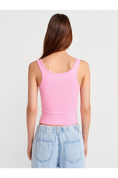 Dilvin 21158 Buttoned Strap Top-Pink