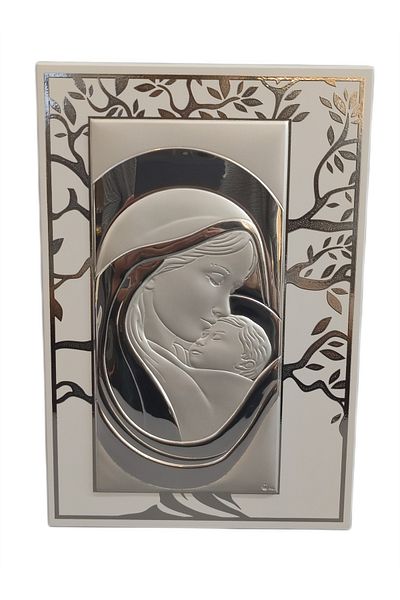 silvero Silver Icon of the Mother of God Tree of Life 25x17 cm