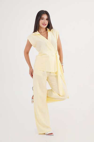 Hipo Trend Yellow Blouse Pants Double Set with Side Ties