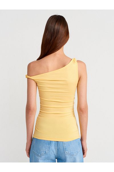 Dilvin 21140 Twisted Strap Top-Yellow