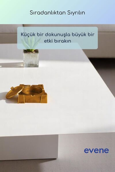 Evene Küllük Altın Eskitme Renk Kül Tablası Dekoratif Küllük Model 11