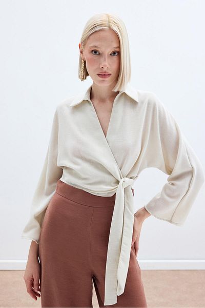 Sateen Bluză din in - Bej