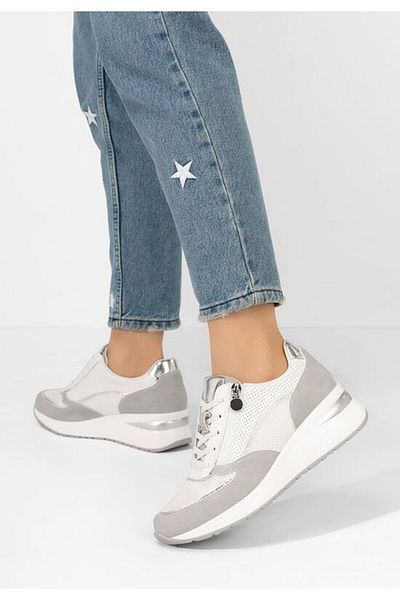 B T Shoes Sneakers cu platforma Corey albi